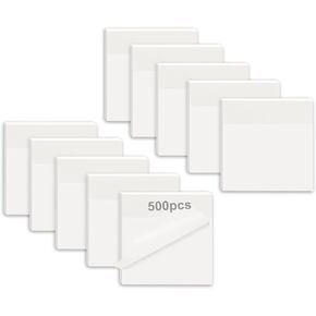 Transparent Sticky Notes 500 Pcs, MIUTME Clear Sticky Notes Waterproof Translucent Color Memo Pad 3 x 3 inch, See Through Sticky Notes for Office College School Supplies Pads (7 Colors)