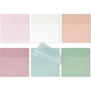 EOOUT 300 Sheets Transparent Sticky Notes, 6 Pads 3x3 Inch, 6 Colors Pastel Clear Self-Adhesive Waterproof Translucent Sticky Notes, for Bible Tabs, Book Tabs, School Supplies, Office