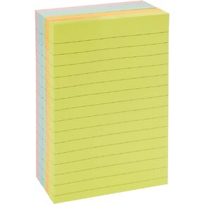 Amazon Basics Lined Square Sticky Notes, 4 x 6-Inch, Pack of 5, Assorted Colors