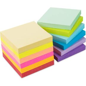 1000 Sheets Sticky Notes, 3 x 3" Bright Colors Sticky Note Pads, 10 Colors Self-Stick Notes with Strong Adhesive,High Stickiness Square Note Pads Memo for Home School Office Meeting