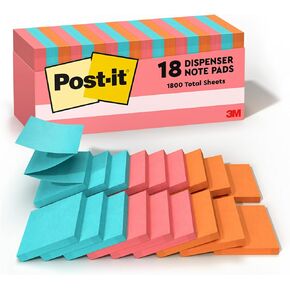 Post-it Pop-up Notes, 3x3 in, 18 Pads, America's #1 Favorite Sticky Notes, Poptimistic Collection, Bright Colors (Pink, Orange, Blue), Clean Removal, Recyclable (R330-18CTCP)