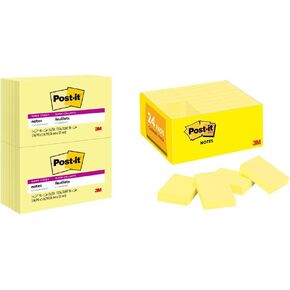 Post-it Super Sticky Notes, 12 Sticky Note Pads, 3 x 5 in., School Supplies, Office Products, Sticky Notes for Vertical Surfaces, Monitors, Walls and Windows, Canary Yellow