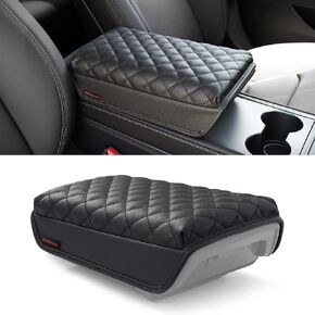 Oeream KMMOTORS Model 3, Model y Console Cover, Armrest Cushion, Accessories, Gadgets, Vegan Leather, Console Lid Protector (Black)…