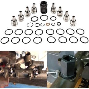 High Pressure Oil Rail Ball Tube O-Rings Repair Kit & Nipple Cup Socket & Injector Seal Kit for Ford 6.0L Diesel 2003-2007