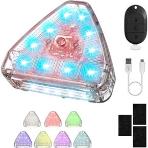 Wireless LED Strobe Light with Remote, High Brightness 7 Colors USB Rechargeable Flashing Lights for Car, Trucks, Motorcycle, Bike, Vehicles, Drone, Riding Anti-Collision Night Signal (Upgraded 1Pcs)