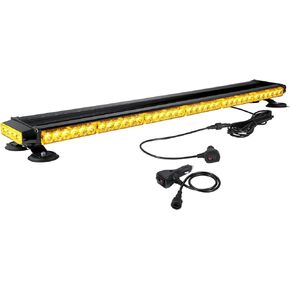 Roof Top Safety Flashing 80 LED Amber White Emergency Strobe Light Bar for Trucks Snow Plows Construction Vehicles, Strong Magnetic Double Side Caution Warning Beacon Lights