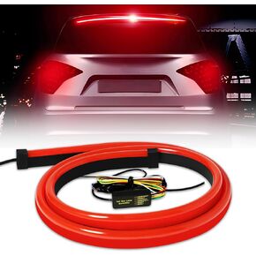 Keiurot Led Third Brake Light Strip with Sequential Turn Signal, Double Flash Warning Light Flexible High Mount Stop Light Lamp Red Strip DC-12V (40"1M/1Set)