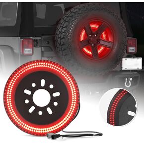 BORDAN Spare Tire Brake Light for Wrangler JL JLU Plug & Play Third Brake Light 3-Side Wheel Light LED Ring Compatible with Jeep Wrangler 2018 2019 2020 2021 2022