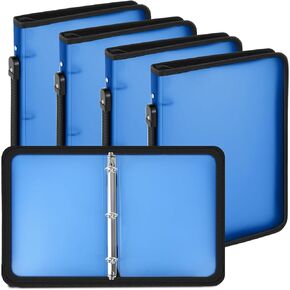 Teling 4 Pcs Zipper Binder with 3 Ring Zipper 1.5 Inch Binder, Refillable Plastic Clear Binder File Organizer Planner for Projects, Assignments, Memos, School Work, 13.2 x 10 Inch (Purple)