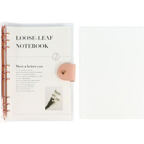 A5 Binder 6-Ring Clear Binder Notebook Cover, Black Round Ring with 90 Sheets Lined Inner Papers, A5 Planner Budget Binder with Snap Closure (A5, Black)