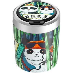 Portable Ashtray With Lid, Zcargel Creative Printing Portable Led Night Light Ashtray Decorations Mini Car Trash Can Universal For Car Living Room Office Outdoor
