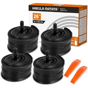 HAKULA MATATA 4 Pcs 16/20/24/26/29 Inch x 1.75-2.125/2.3 Bike Tube with AV 35 Valve Stem, MTB Bicycle Butyl Inner Tube Replacement for Mountain Bikes, 4Packs (Schrader Valve 35mm)