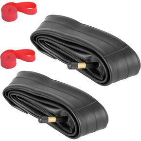 700x35C/38C/40C/43C Bike Inner Tube with Schrader Valve 48mm, 2 Pack Premium Butyl Rubber Bike Tire Tube with 2 Rim Strip for 700c Road Bicycle