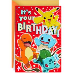Hallmark Pokémon Pop Up Birthday Card for Kids (Pikachu, Squirtle, Charmander, Bulbasaur)