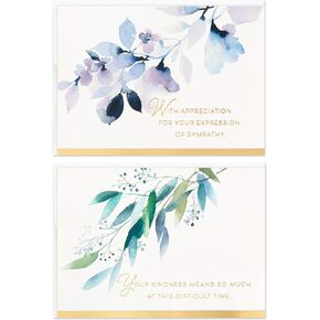 Hallmark Funeral Thank You Cards Assortment, Watercolor Flowers (50 Thank You for Your Sympathy Cards with Envelopes)