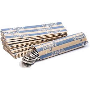 Nickel Coin Wrappers, 100 Flat Striped Coin Wrappers