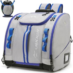 Caracaleap Ski Boots Bag 54L, Fully Padded Ski Boot Backpack Snowboard Gear Travel Bag Water-Resistant Skiing Snowboard Travel Luggage with PVC Bottom Pockets for Ski Helmet, Snow Boots for Travel