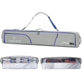 Ski Snowboard Bag Fully Padded for Air Travel 2 pair, Double Snowboard Bag Water-Resistant Padded with 10mm Foam, Snow Ski Travel Bag Large Capacity for Ski Gear,Pole Fit 2 Set Skis Up to 195cm