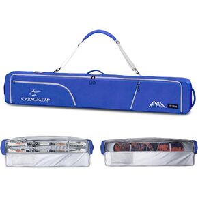 Ski Snowboard Bag Fully Padded for Air Travel 2 pair, Double Snowboard Bag Water-Resistant Padded with 10mm Foam, Snow Ski Travel Bag Large Capacity for Ski Gear,Pole Fit 2 Set Skis Up to 195cm