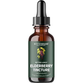 Betterbrand BetterLungs Elderberry Tincture Dietary Supplement - All Natural Sugar-Free Non-GMO Vegetarian for Winter Immune Support (30 Day)