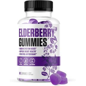 Elderberry Gummies | #1 New Elderberry Gummy Supplement w/Vitamin C & Zinc to Improve Immune Health, Heart Health with Powerful Antioxidants | Dairy & Gluten Free for Men & Women - 60 Gummies