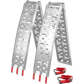 Aluminum Ramps 2 Pcs 9' Folding Loading Ramps, 1200 Lbs Capacity for Heavy Duty ATV UTV Motorcycles, Dirt Bike, Lawn Mowers, Snowblower, Aluminum Ramp with Load Straps
