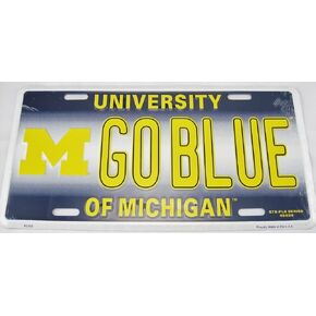 Go Blue State License Plate Michigan University Football Wolverines Sign L935