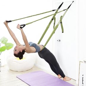 Yoga Stretching Strap, Leg Waist Back Bend Auxiliary Yoga Stretch Band, Upgraded Version with Door Anchor 2 Resistance Rope Stretch Strap Inversion Trainer for Pilates Dance Aerial Yoga Fitness