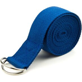 Crown Sporting Goods 10' Extra-Long Cotton Yoga Strap with Metal D-Ring (Blue)