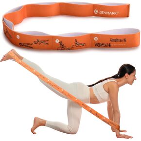 Yoga Strap - 8 Loop Yoga Stretching Strap - Essential Gear for Enhanced Flexibility - Premium Yoga Accessories for Pilates and Yoga Practitioners - Orange