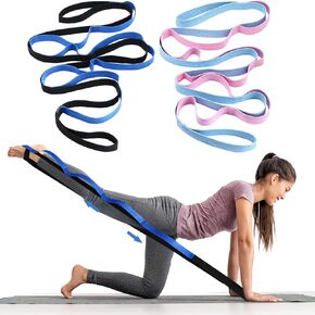 2 Pcs Yoga Strap for Stretching 10 Loops Stretching Strap for Physical Therapy Non Elastic Stretch Strap Workout Stretching Strap for Pilates, Exercise, Dance, Gymnastics