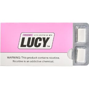 Lucy Nicotine Gum 4mg, 100 Count [Pomegranate] - Convenient, Quality Ingredients, Take On-The-Go | Pomegranate Flavor