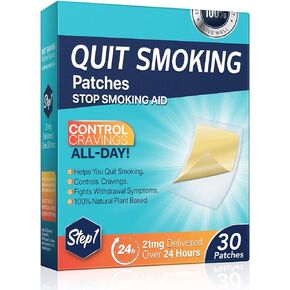 Quit Smoking Patches,Step 1,Long-Lasting Quit Patches for Stop Smoking Aids, Safe &Effective-21mg Smoking Patches Delivered Over 24-Hour 30 Patches
