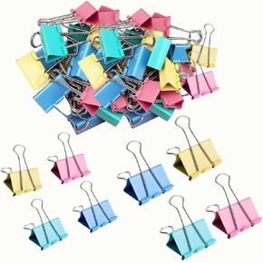 60pcs Colored Binder Clips Paper Clamps Assorted Size Small, Medium, Large Binder Paper Clips