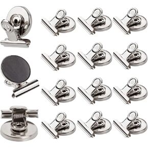 Ninth Five Strong Magnetic Clips - Heavy Duty Refrigerator Magnet Clips - 31mm Wide 12Pack Scratch Safe - Clip Magnets Best for House Office School Use, Hanging Home Decoration, Photo Displays