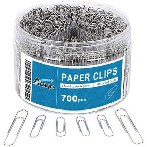 Paper Clips, 700 pcs Paper Clips Assorted Sizes, Large, Medium, Small #1 Metal Paperclips, 2 Inch Jumbo/Mini Silver Paper Clip for Paperwork, Home, School and Office Supplies