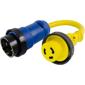 Conntek Marine Shore Pigtail Adapter Cord 50 Amp 125/250 Volt Shore Male Plug to 30 Amp 125 Volt Shore Female Connector, Black