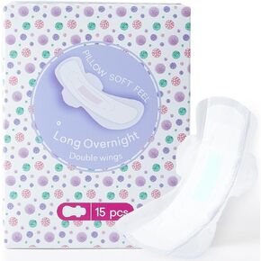 Teens Maxi Period Pads with Wings for Tweens, Organic Cotton Sanitary Pads for Teens Girls 9-10-11-12-14 Teen Menstrual Pads, Teen Large, 15 Count