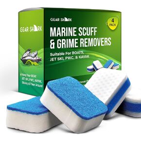 GEAR SHARK Marine Scuff Erasers | Magic Scuff Remover Sponge Pads for Boats, Jet Ski & PWC | Remove Dirt, Grease, Grime Black Streak, Deck Spot & More | Premium Boat Cleaning and Polishing Accessories in Saudi Arabia