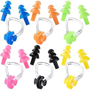 مجموعات سدادات أذن للسباحة من السيليكون المقاوم للماء، سدادات مشبك الأنف، HNYYZL 6 مجموعات سدادات أذن للسباحة من السيليكون قابلة لإعادة الاستخدام للسباحة وركوب الأمواج والغطس وغيرها من الرياضات المائية in Kuwait