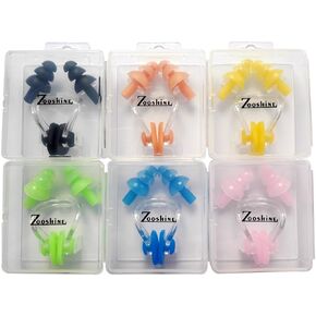 6 Sets Waterproof Silicone Swimming Earplugs Nose Clip Plugs,Ear & Nose Protector Swimming Sets Box Package