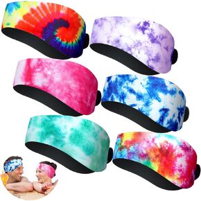 6 Pieces Waterproof Swimming Headband Kids Adults Wider Swimming Ear Band Swim Bands for Ears Toddler Swim Earplugs