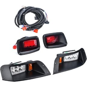 Lochnchn LED Headlight Tail Light Kit Compatible with EZGO TXT Golf Carts 1996-2013 Street Legal Headlights Kit Tail Light Kit Assembly Compatible with EZGO TXT for Gas and Electric 12V