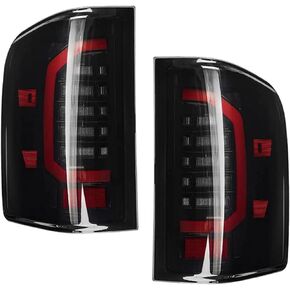 WonVon Replacement Taillights for 2007-2014 Chevy Silverado 1500 and GMC Sierra 3500HD (Driver and Passenger Side Included, LED) - Black