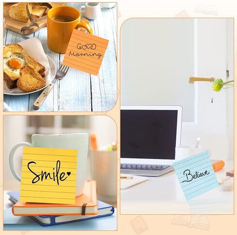 JEFHOMKIT 20 وسادة منبثقة للملاحظات اللاصقة 3 × 3 عبوات، 2000 ورقة من الملاحظات اللاصقة المبطنة، وسادات ملاحظات ذاتية اللصق مع خطوط، ملاحظات منبثقة سهلة النشر للمنزل والمكتب والمدرسة، 100 ورقة/وسادة، 20 لونًا in Kuwait