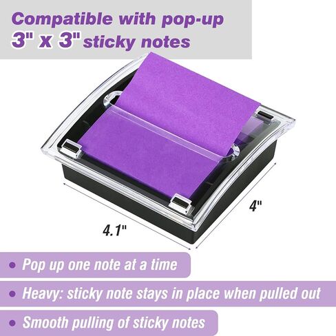 EOOUT Sticky Note Holder, 3x3 Inches, Sticky Note Dispenser, Black Pop-up Note Holder, Self-Stick Note Pad for Office Home Classroom Desk Supplies in Saudi Arabia