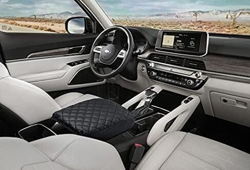 وسادة مسند ذراع غطاء وحدة التحكم KMMMOTORS Telluride(2020~2023)، جلد نباتي، واقي غطاء وحدة التحكم، مضاد للخدش (رمادي) in Kuwait