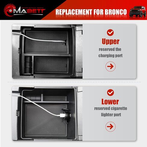 Mabett Console Organizer Tray for Bronco Accessories, Armrest Storage Box fit Bronco 2021 2022 2023 2024 2/4-Door wiht Non-Slip Mat Black in Saudi Arabia