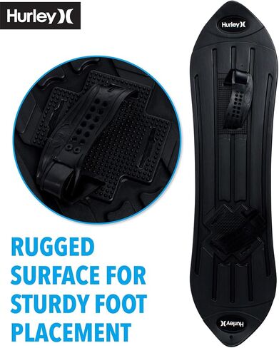 Hurley Kids' Snowboard - Beginner Heavy Duty Plastic Snowboard with Adjustable Binders - Outdoor Winter Snow Slider for Kids in Saudi Arabia