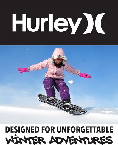 Hurley Kids' Snowboard - Beginner Heavy Duty Plastic Snowboard with Adjustable Binders - Outdoor Winter Snow Slider for Kids in Saudi Arabia